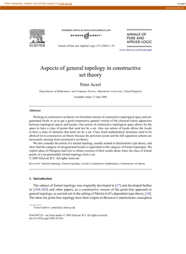 Aspects of General Topology in Constructive Set Theory