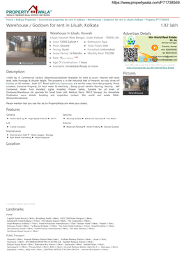 Warehouse / Godown for Rent in Liluah, Kolkata (P71738569