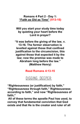 Romans 4 Part 2 - Day 1: “Faith As Old As Time” (V13-15)
