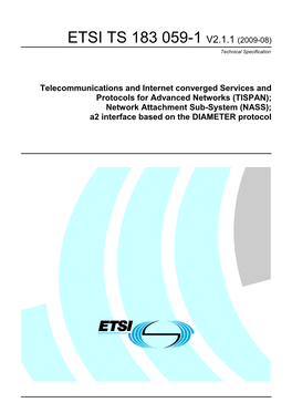 TS 183 059-1 V2.1.1 (2009-08) Technical Specification
