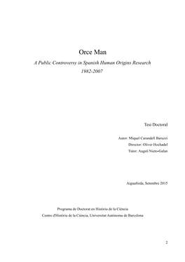 Orce Man a Public Controversy in Spanish Human Origins Research 1982-2007