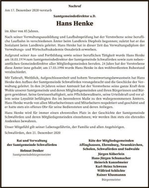 Hans Henke Im Alter Von 85 Jahren
