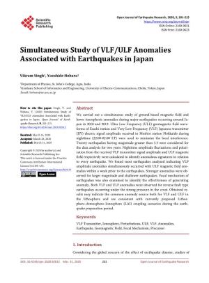 Simultaneous Study of VLF/ULF Anomalies Associated with Earthquakes in Japan