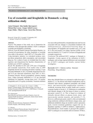 Use of Exenatide and Liraglutide in Denmark: a Drug Utilization Study