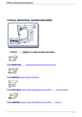 TYPICAL Industrial Sewing Machines