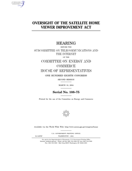 Oversight of the Satellite Home Viewer Improvement Act