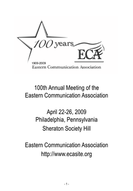 100Th Annual Meeting of the Eastern Communication Association April