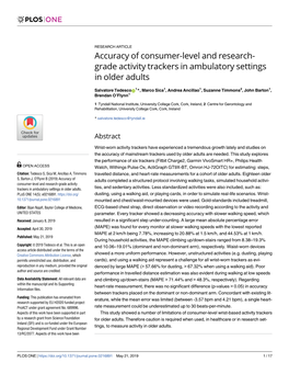 Accuracy of Consumer-Level and Research-Grade Activity Trackers In