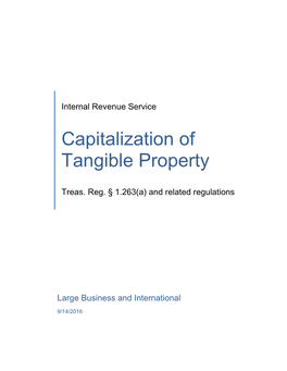 Capitalization of Tangible Property