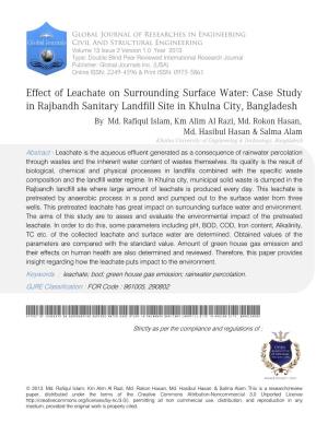Case Study in Rajbandh Sanitary Landfill Site in Khulna City, Bangladesh by Md