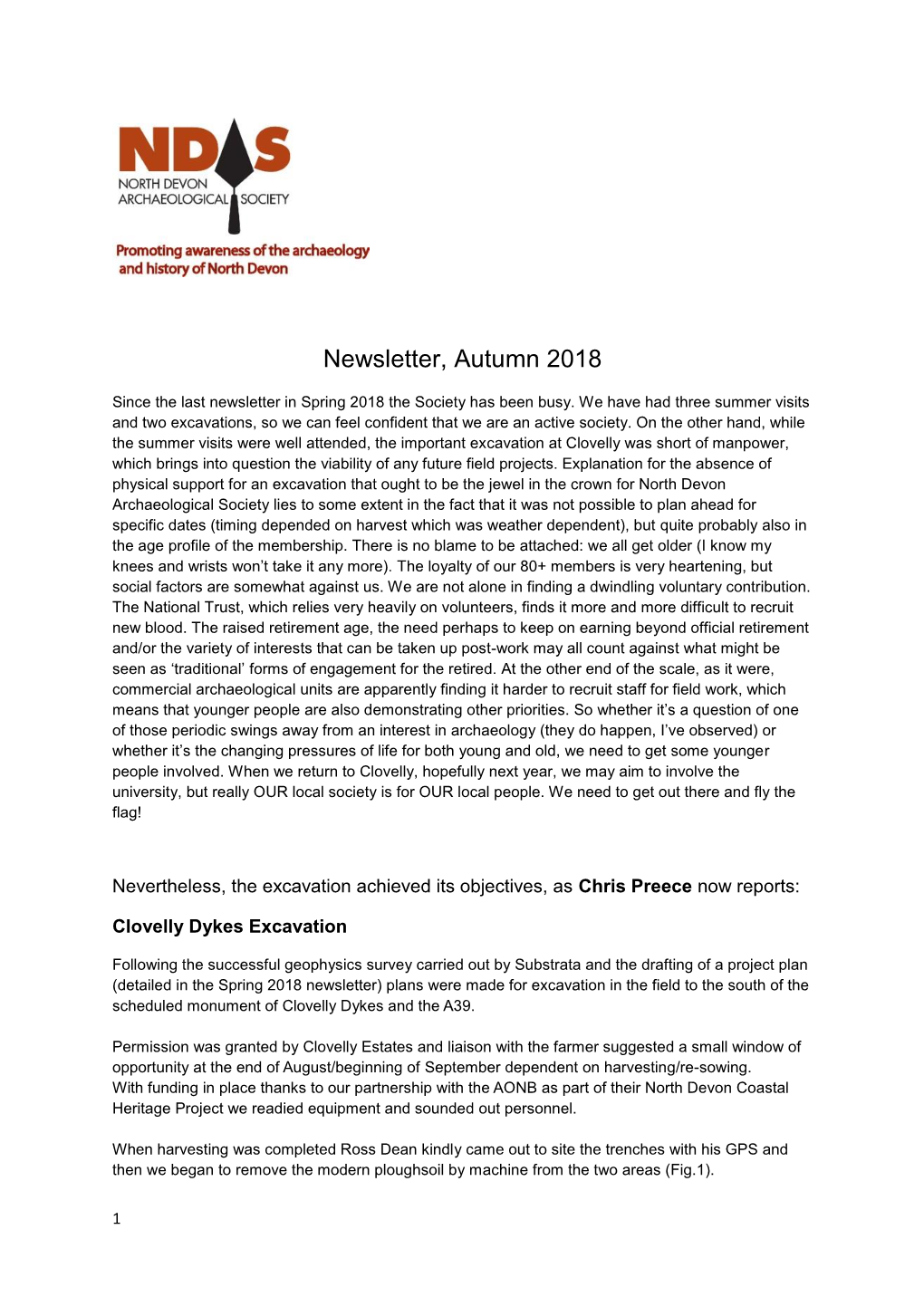 Newsletter, Autumn 2018