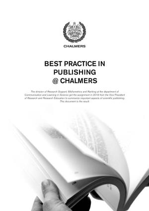 Best Practice in Publishing @ Chalmers