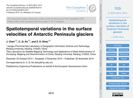 Spatiotemporal Variations in the Surface Velocities of Antarctic Peninsula Glaciers