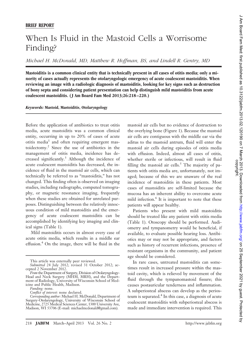 When Is Fluid in the Mastoid Cells a Worrisome Finding?