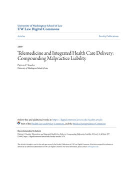 Telemedicine and Integrated Health Care Delivery: Compounding Malpractice Liability Patricia C