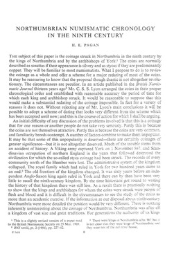 Northumbrian Numismatic Chronology in the Ninth Century