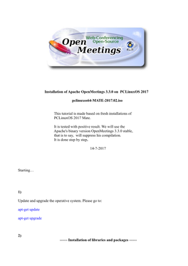 Installation of Apache Openmeetings 3.3.0 on Pclinuxos 2017
