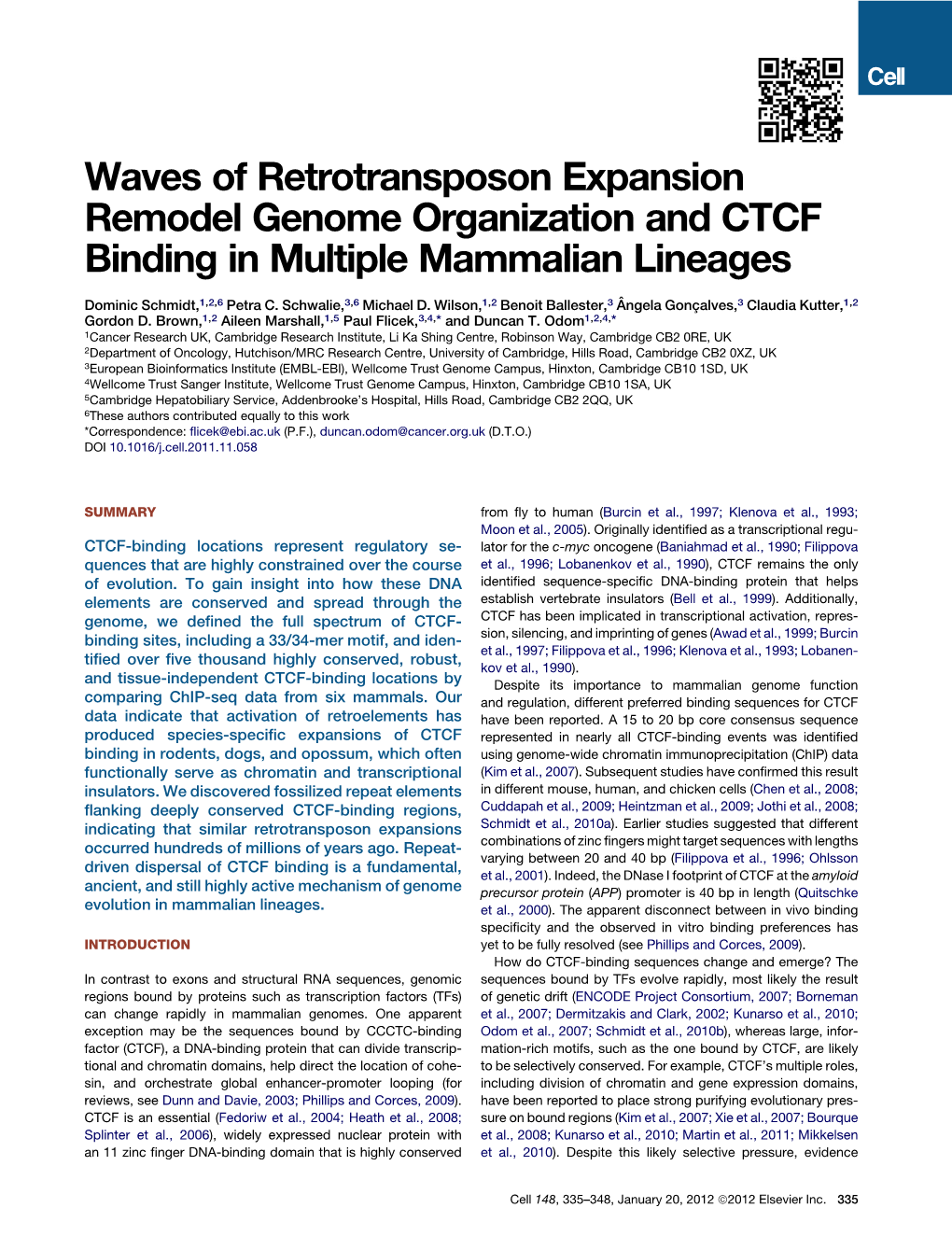 Waves of Retrotransposon Expansion Remodel Genome Organization and CTCF Binding in Multiple Mammalian Lineages