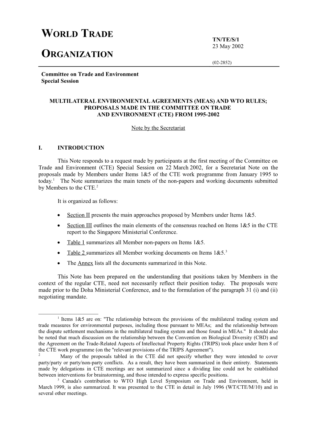 Multilateral Environmental Agreements (Meas) and Wto Rules;