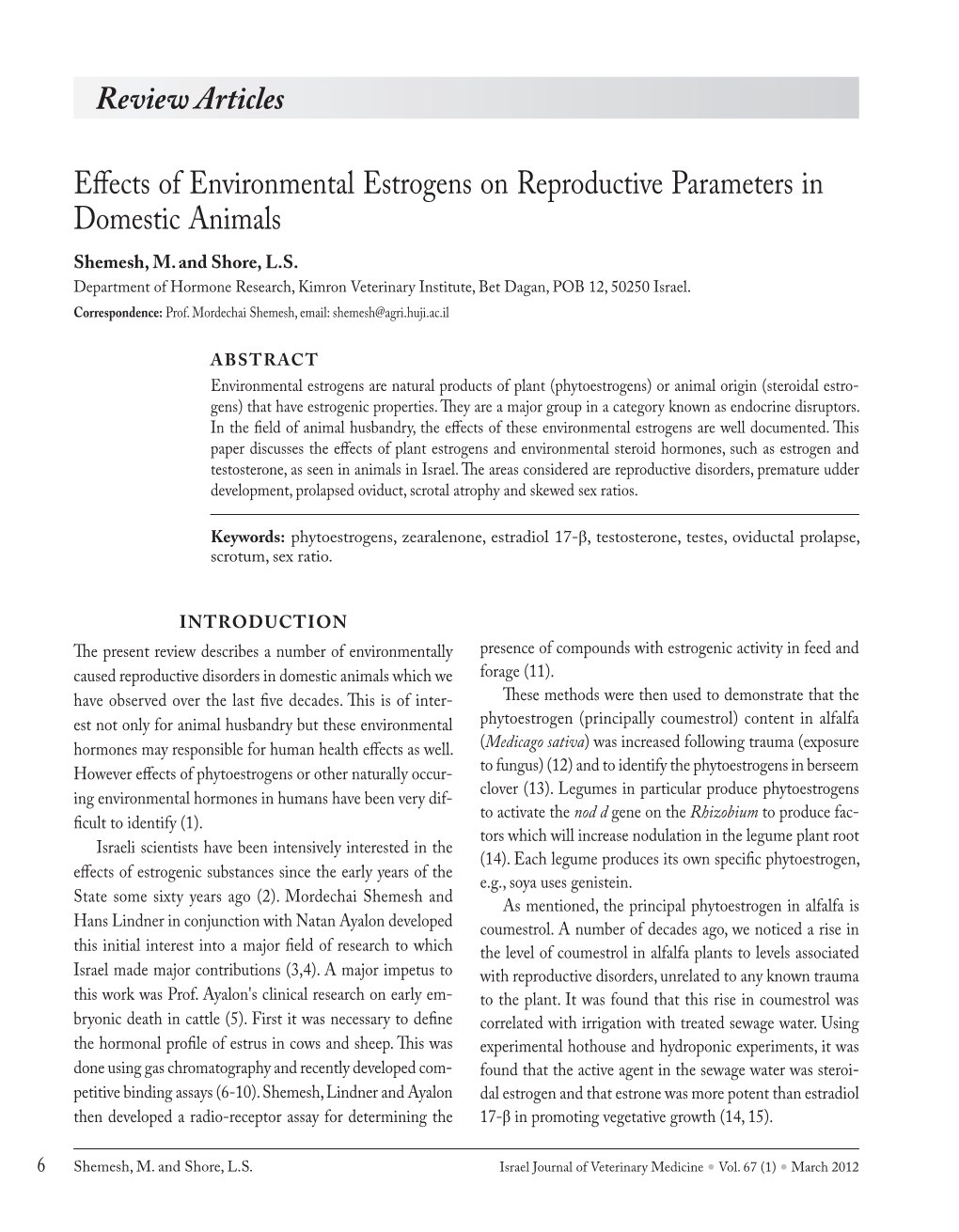 Effects of Environmental Estrogens on Reproductive Parameters in Domestic Animals Review Articles