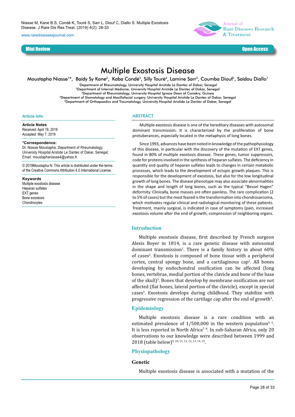 Multiple Exostosis Disease