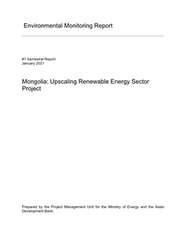 Environmental Monitoring Report Mongolia: Upscaling Renewable