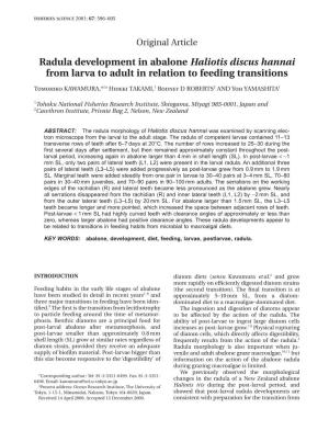 Radula Development in Abalone Haliotis Discus Hannai from Larva to Adult in Relation to Feeding Transitions