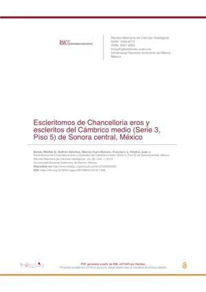 Escleritomos De Chancelloria Eros Y Escleritos Del Cámbrico Medio (Serie 3, Piso 5) De Sonora Central, México