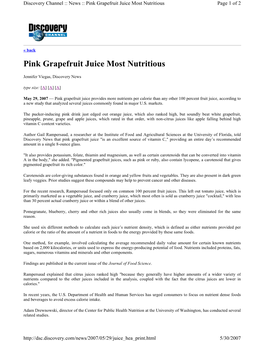 Pink Grapefruit Juice Most Nutritious Page 1 of 2