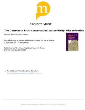 The Dartmouth Brut: Conservation, Authenticity, Dissemination
