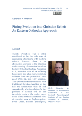 Fitting Evolution Into Christian Belief: an Eastern Orthodox Approach