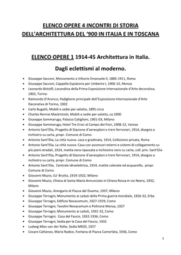 Elenco Opere 4 Incontri Di Storia Dell'architettura