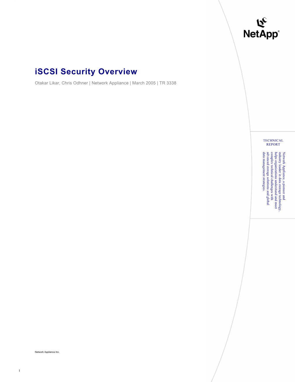 Iscsi Security Overview