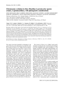 Chromosome Evolution in Three Brazilian Leptodactylus Species