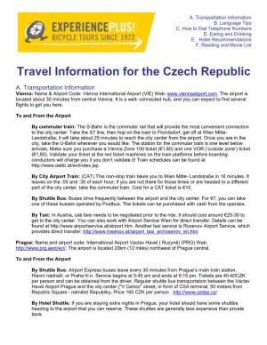 Travel Information for the Czech Republic