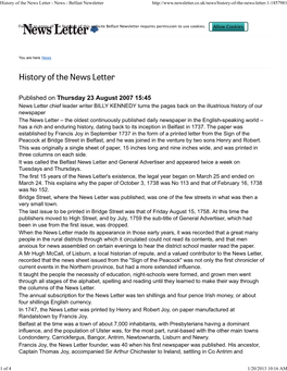 History of the News Letter - News - Belfast Newsletter