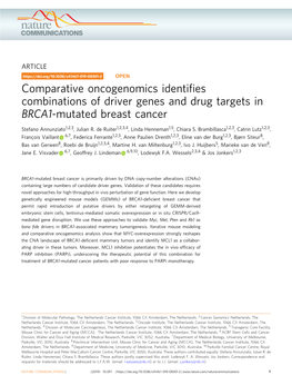 Comparative Oncogenomics Identifies Combinations of Driver Genes And