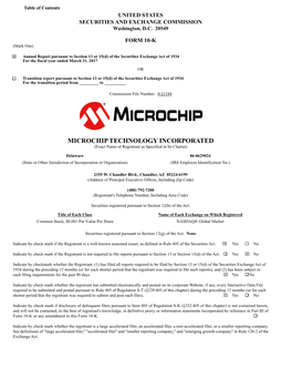 MICROCHIP TECHNOLOGY INCORPORATED (Exact Name of Registrant As Specified in Its Charter)