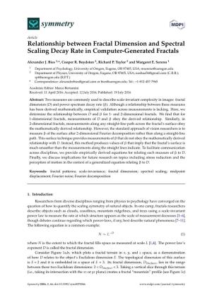 Relationship Between Fractal Dimension and Spectral Scaling Decay Rate in Computer-Generated Fractals