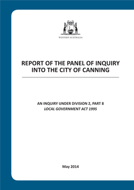 REPORT of the PANEL of INQUIRY INTO the CITY of CANNING May 2014