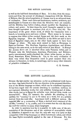 THE HITTITE LANGUAGE. 231 As Well As the Half-Bred Descendants of Esau