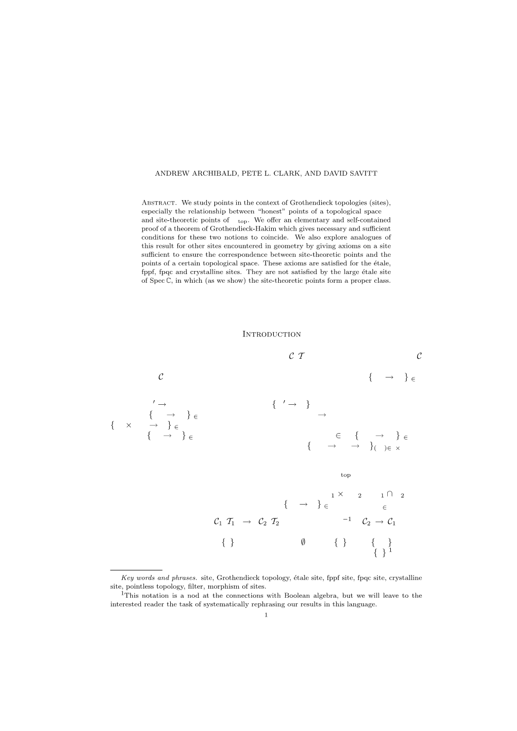 A Site-Theoretic Characterization of Points in a Topological Space