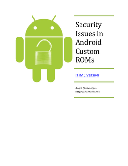 Security Issues in Android Custom Roms