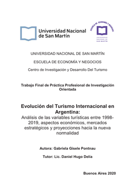 Evolución Del Turismo Internacional En Argentina: Análisis De Las Variables Turísticas Entre 1998-2019, Aspectos Económicos