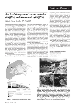 And Neotectonics (INQUA) Lived in a Water Depth of 5-50 M (Identiﬁed by H.W