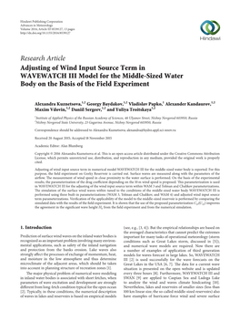 Research Article Adjusting of Wind Input Source Term in WAVEWATCH III Model for the Middle-Sized Water Body on the Basis of the Field Experiment