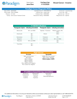 Breast Cancer - Invasive Jane Doe 1/15/2020