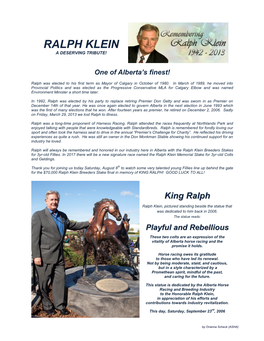 Ralph Klein a Deserving Tribute!