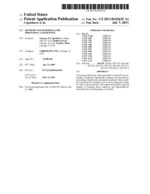 (12) Patent Application Publication (10) Pub. No.: US 2011/0165635 A1 Copenhaver Et Al