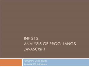 Inf 212 Analysis of Prog. Langs Javascript